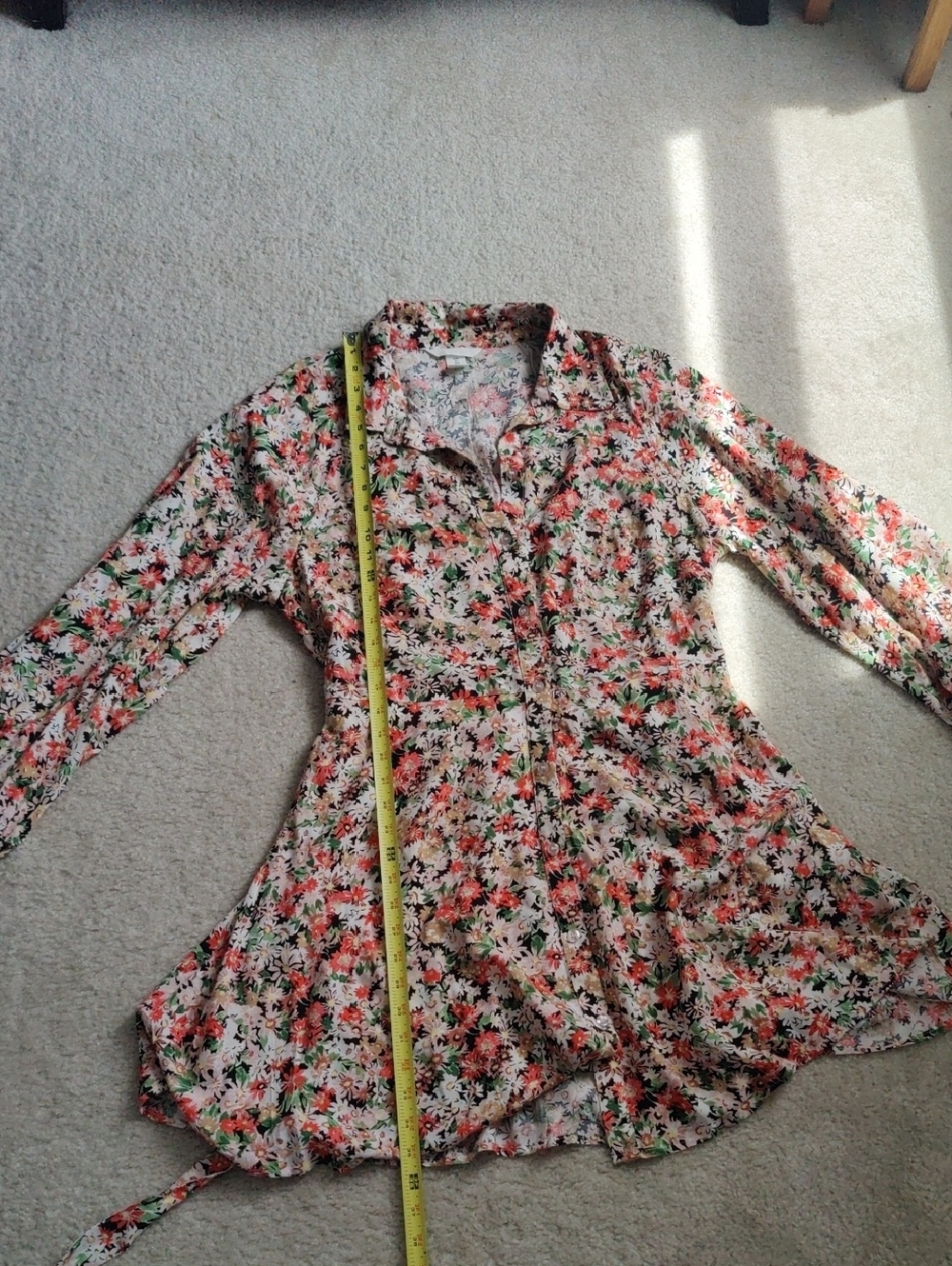 H&M Floral Balloon-sleeved Button Down shirt dress Y2K Cottagecore Vintage - Picture 14 of 14